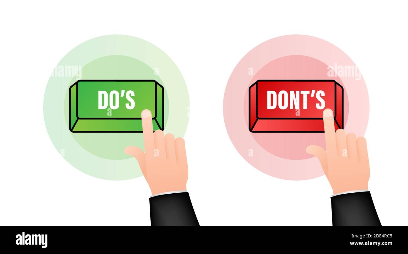 Do s and Don ts button. Flat simple thumb up symbol minimal round ...
