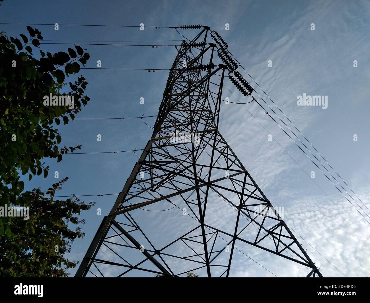 A picture of electric tower with selective focus Stock Photo