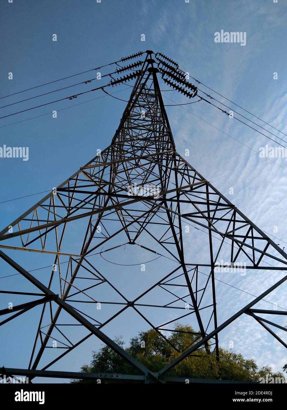 A picture of electric tower with selective focus Stock Photo