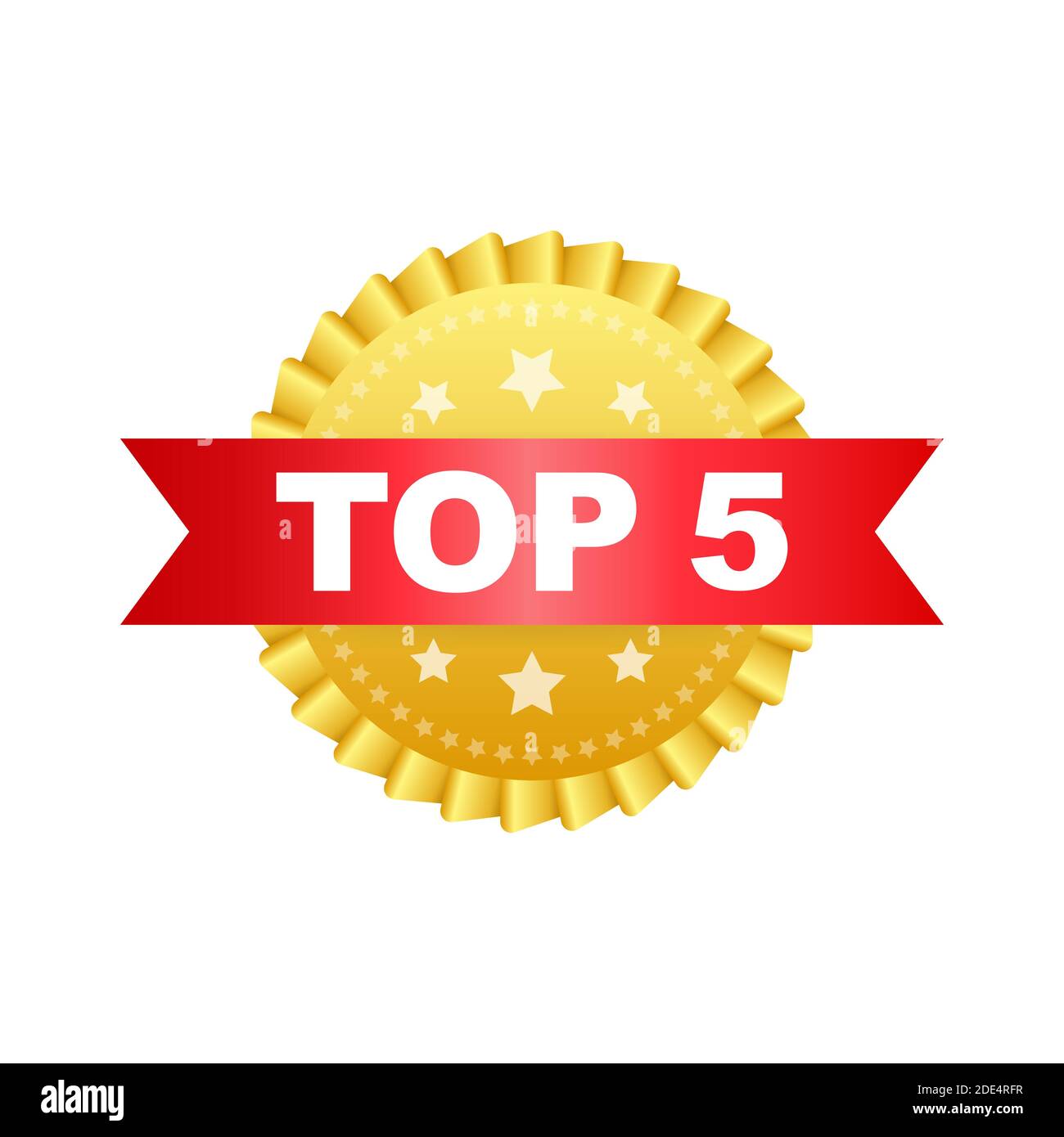 Top 5 label. Golden laurel wreath icon. Vector stock illustration. Stock Vector