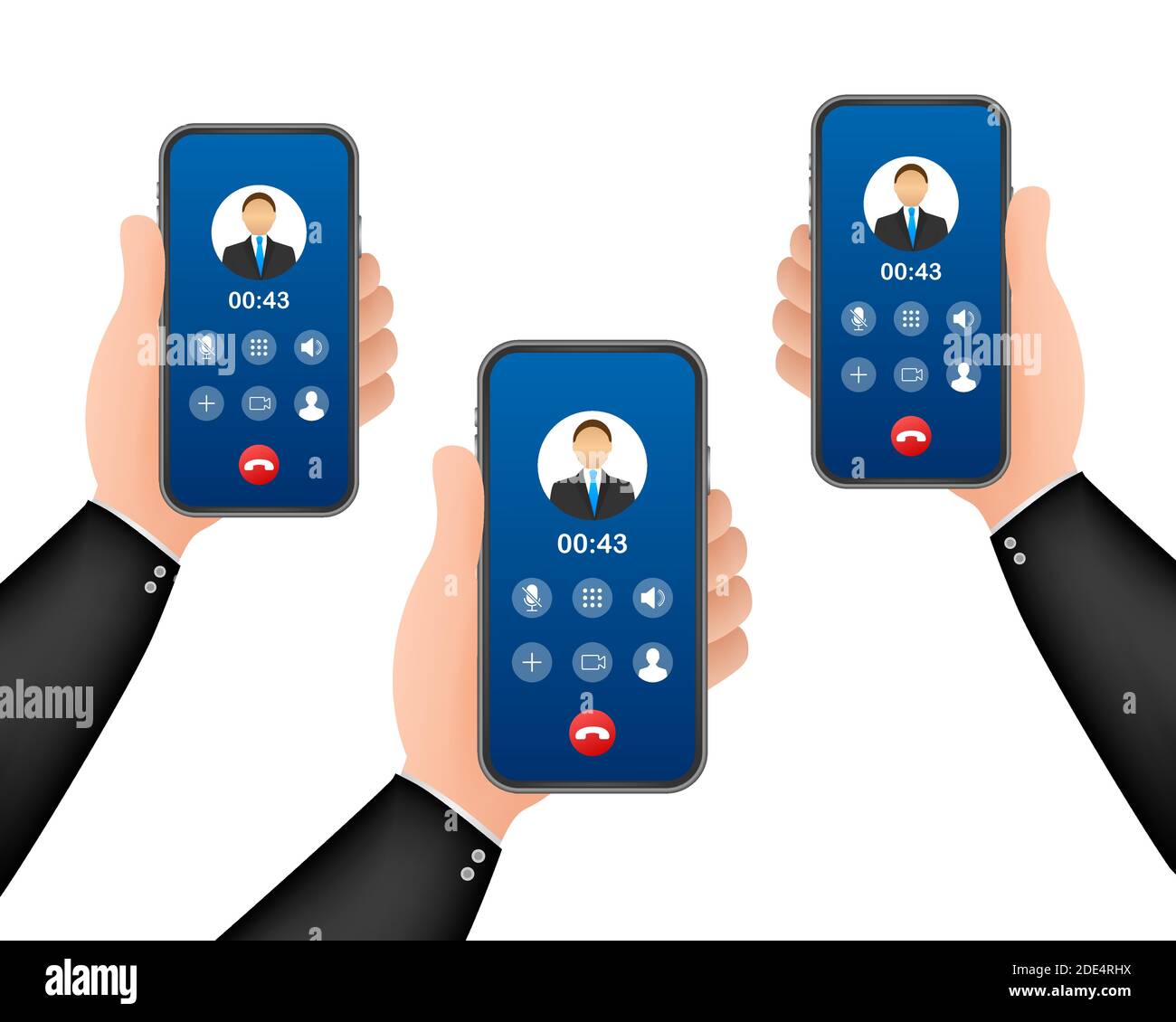 Incoming video call on laptop. Laptop with incoming call, man profile picture and accept decline buttons. Vector stock illustration. Stock Vector