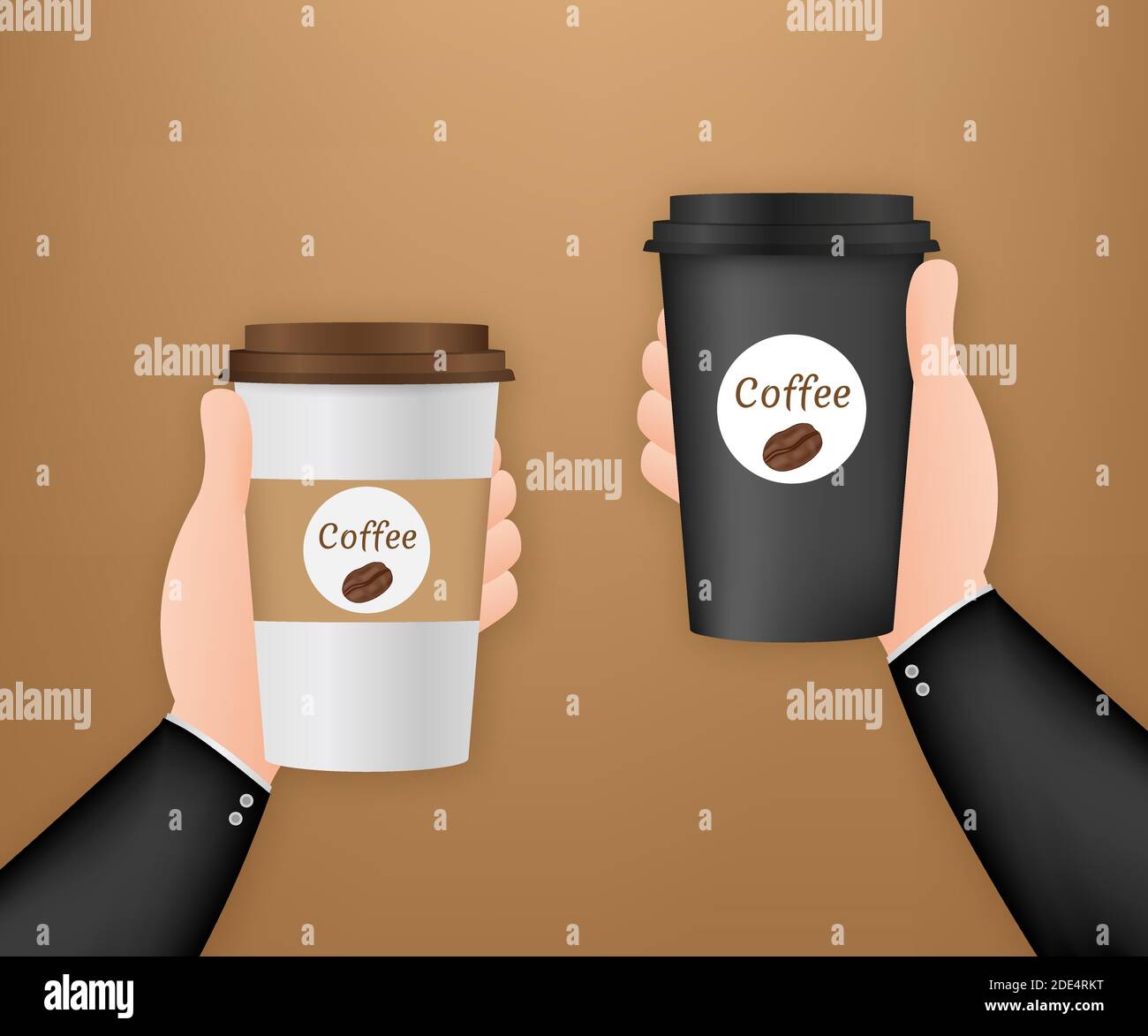 Disposable coffee cup in hand. Vector stock illustration Stock Vector
