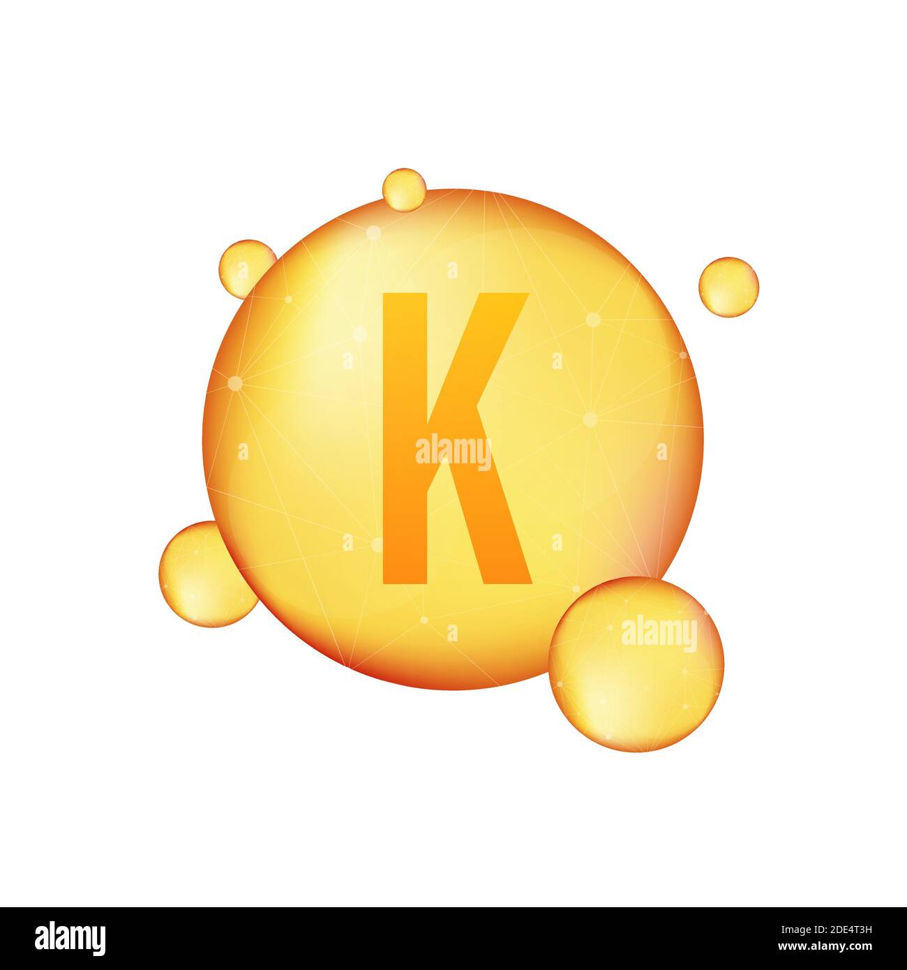 Vitamin k gold shining icon. Ascorbic acid. Vector illustration Stock