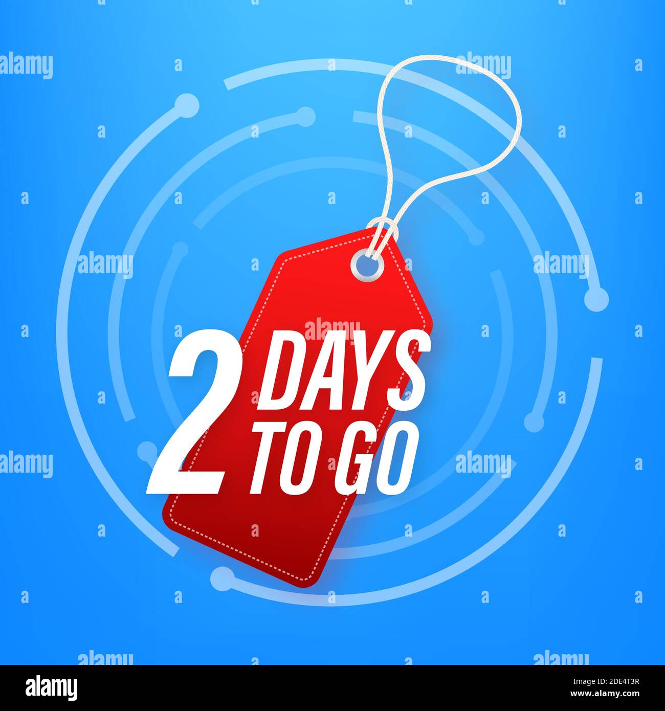 2 Days to go. Countdown timer. Clock icon. Time icon. Count time sale