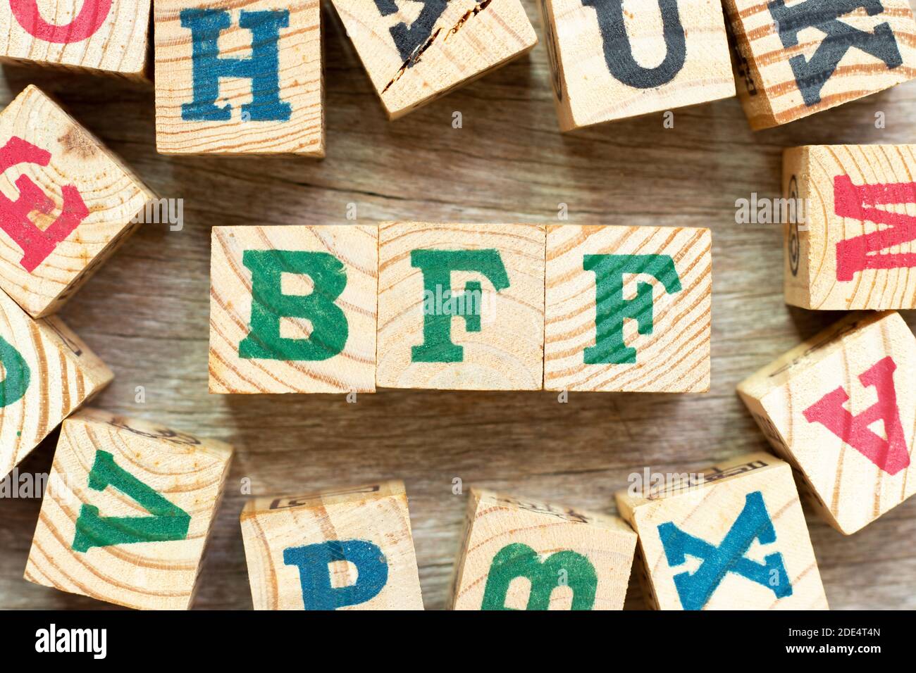 Alphabet letter block in word BFF (Abbreviation of best friend forever