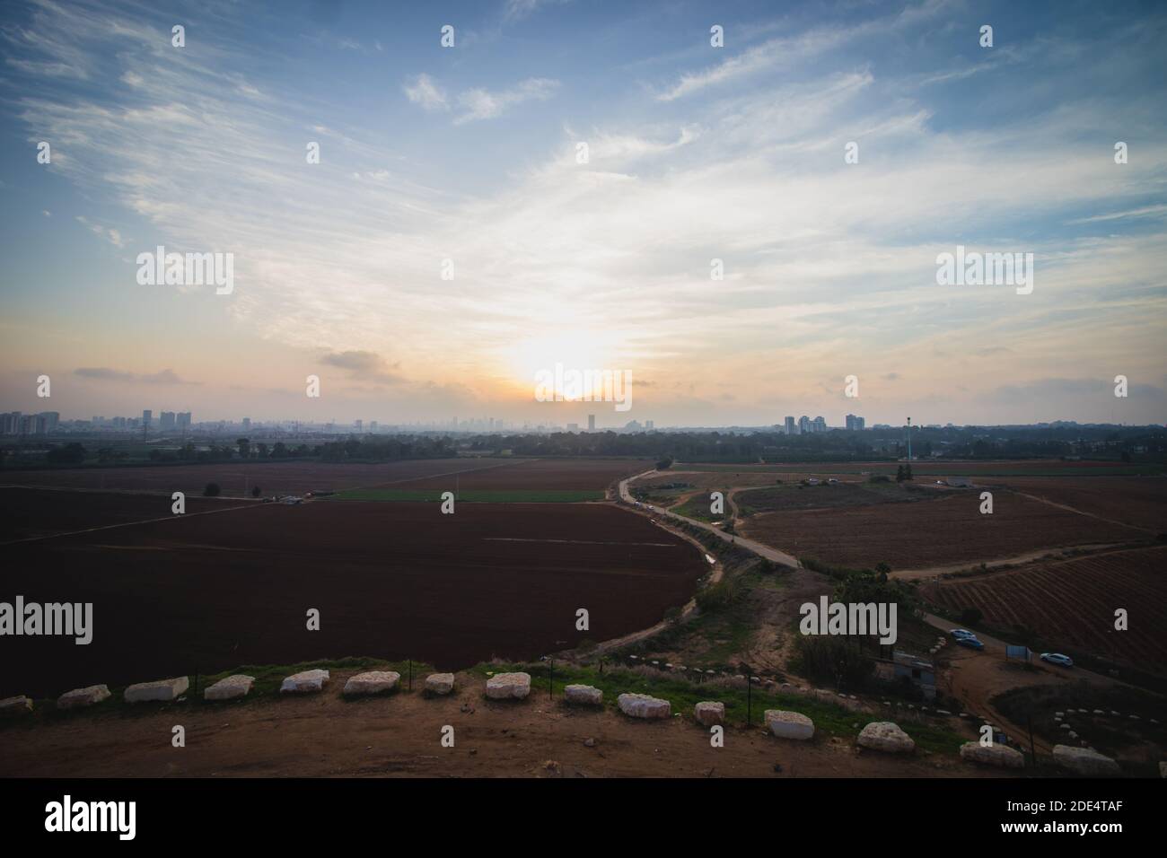 The ecological park in Hod Hasharon, a view of the agricultural fields ...
