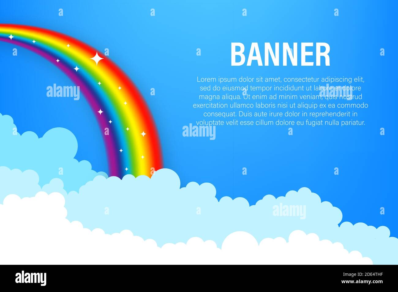 Rainbow. Clouds and rainbow. Vector stock illustration. Stock Vector