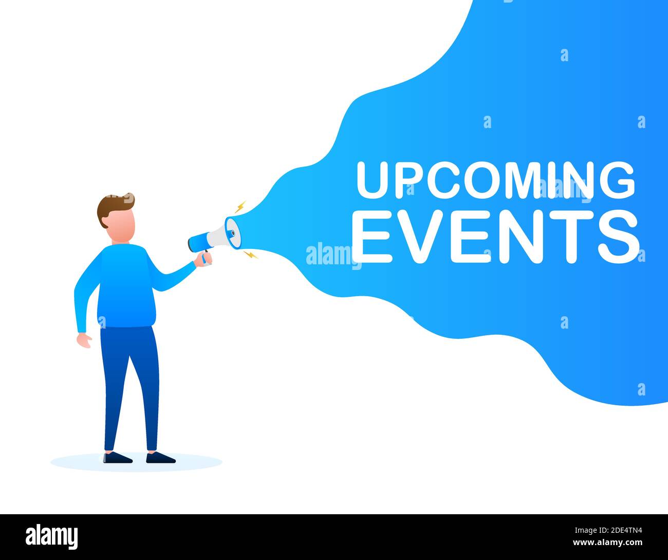 Megaphone Hand, business concept with text upcoming events. Vector stock illustration Stock Vector