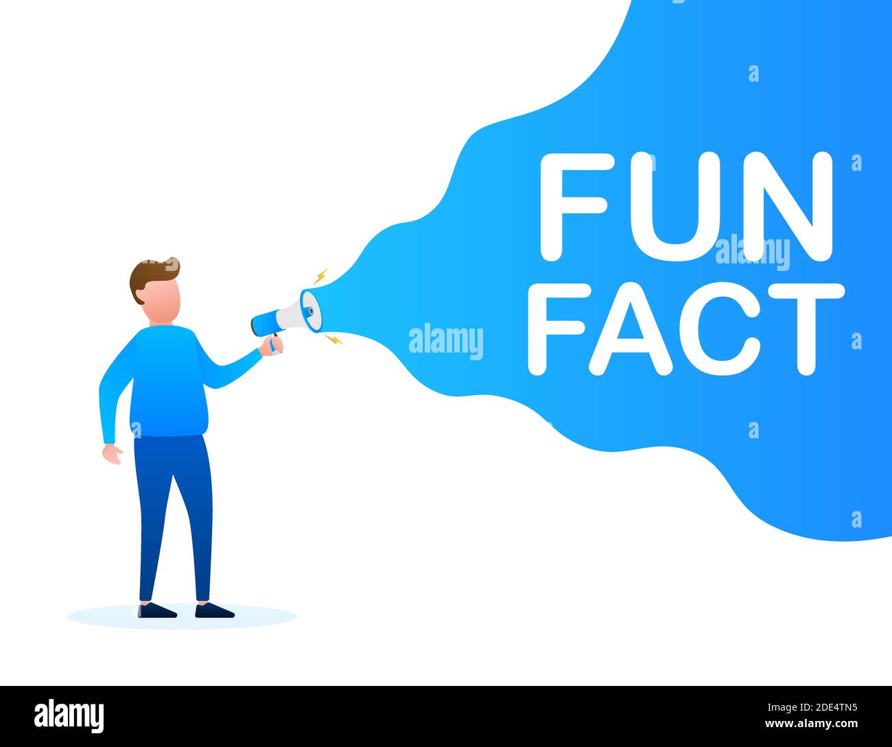 Hand holding megaphone - Fun fact. Vector stock illustration Stock