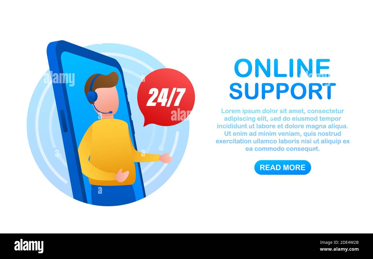 Customer service 247. Call center landing page. Online support center