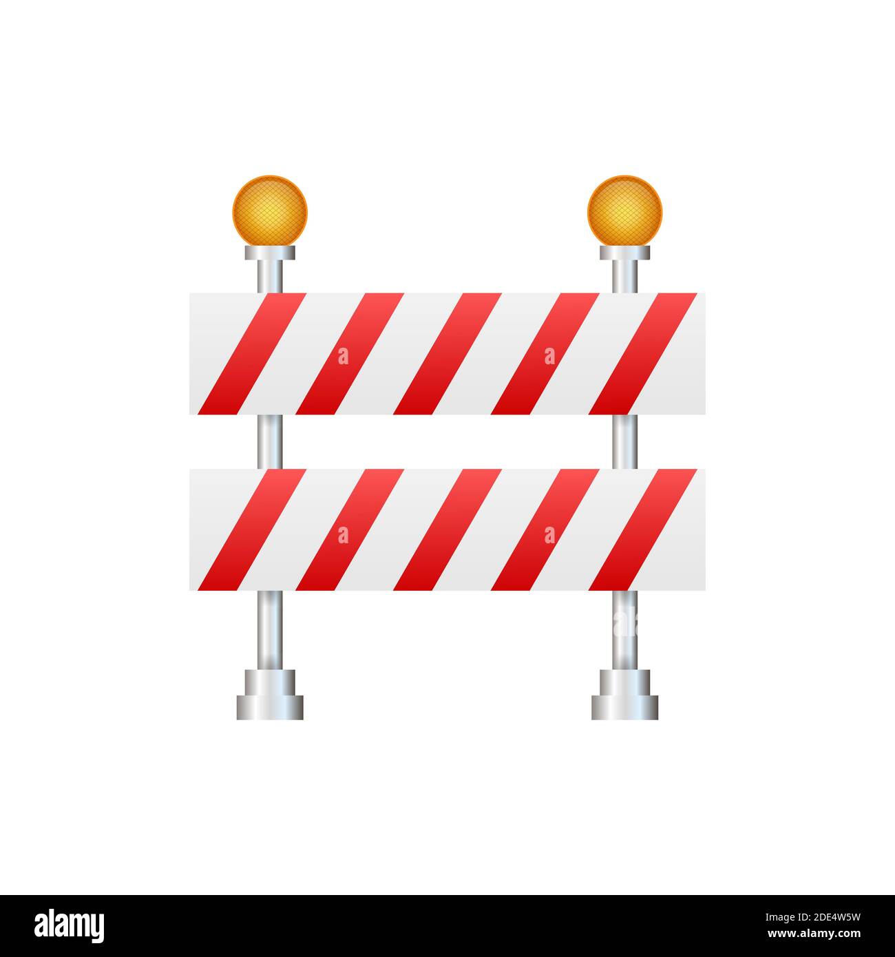 Under Construction Barrier. Road closed on white background. Fence of building or repair works sign. Vector stock illustration. Stock Vector
