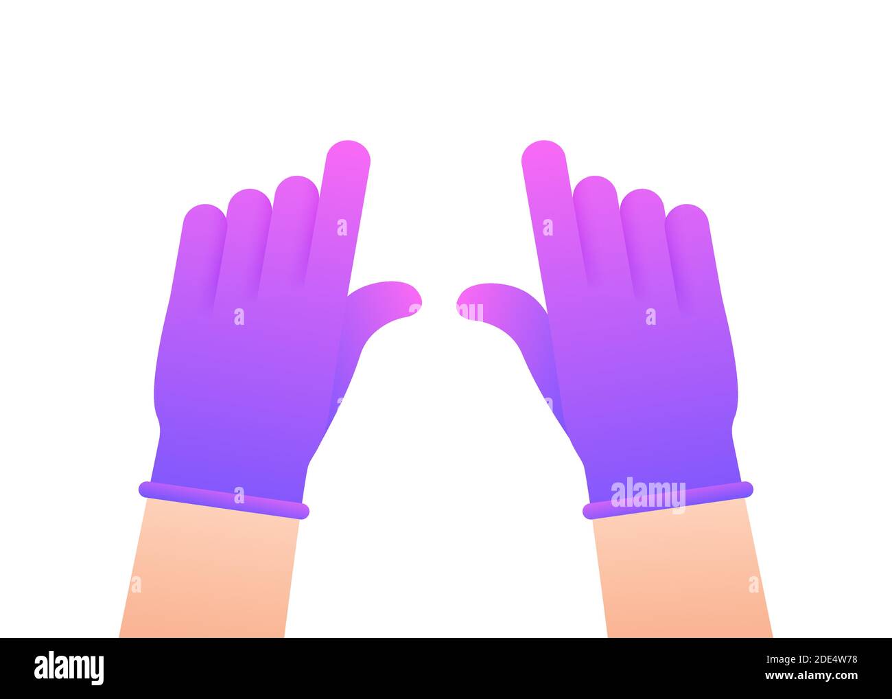Hands Putting On Protective Pinc Gloves Latex Gloves Vector Stock