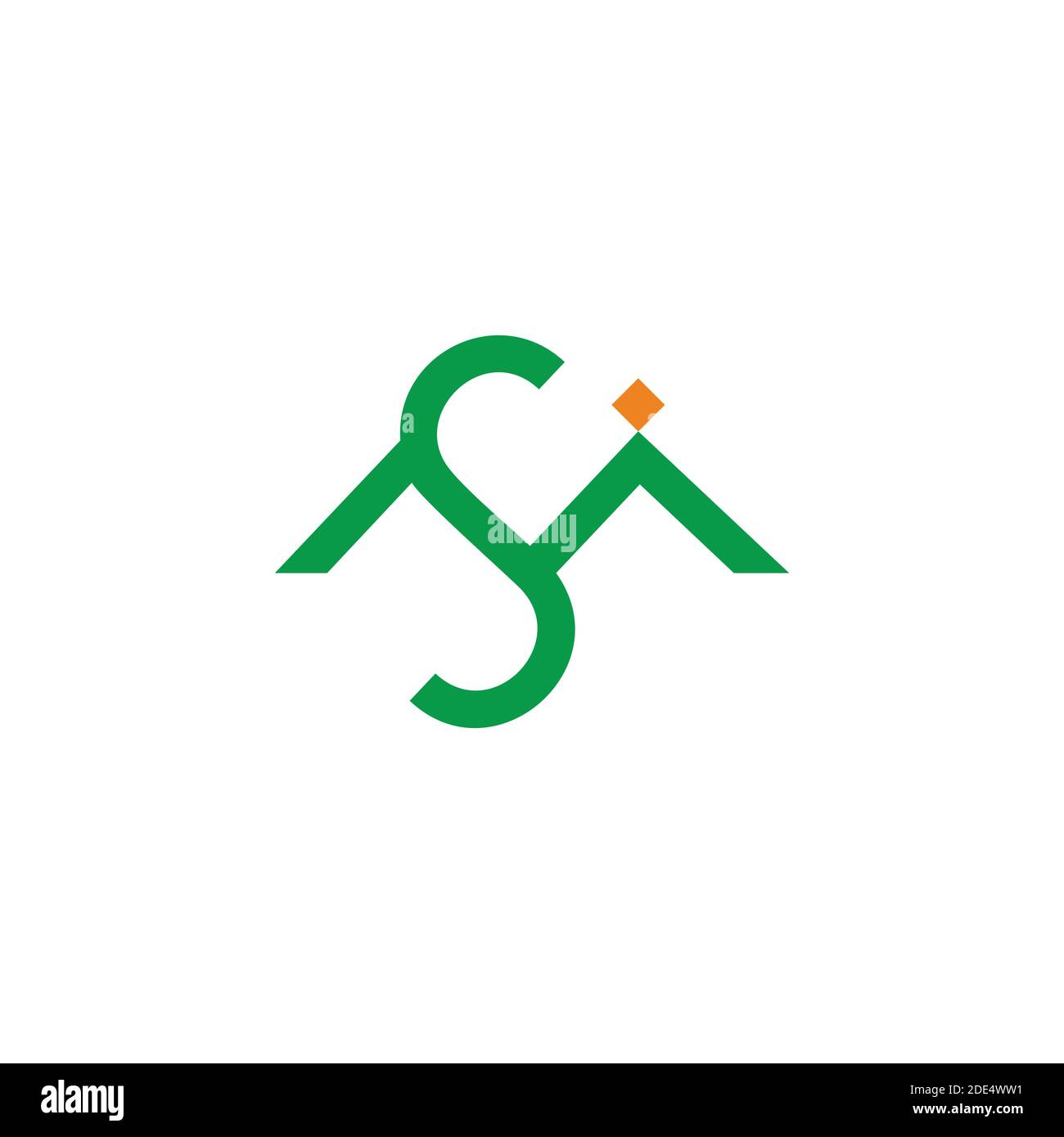 abstract letter sm green mountain geometric linear logo vector Stock Vector