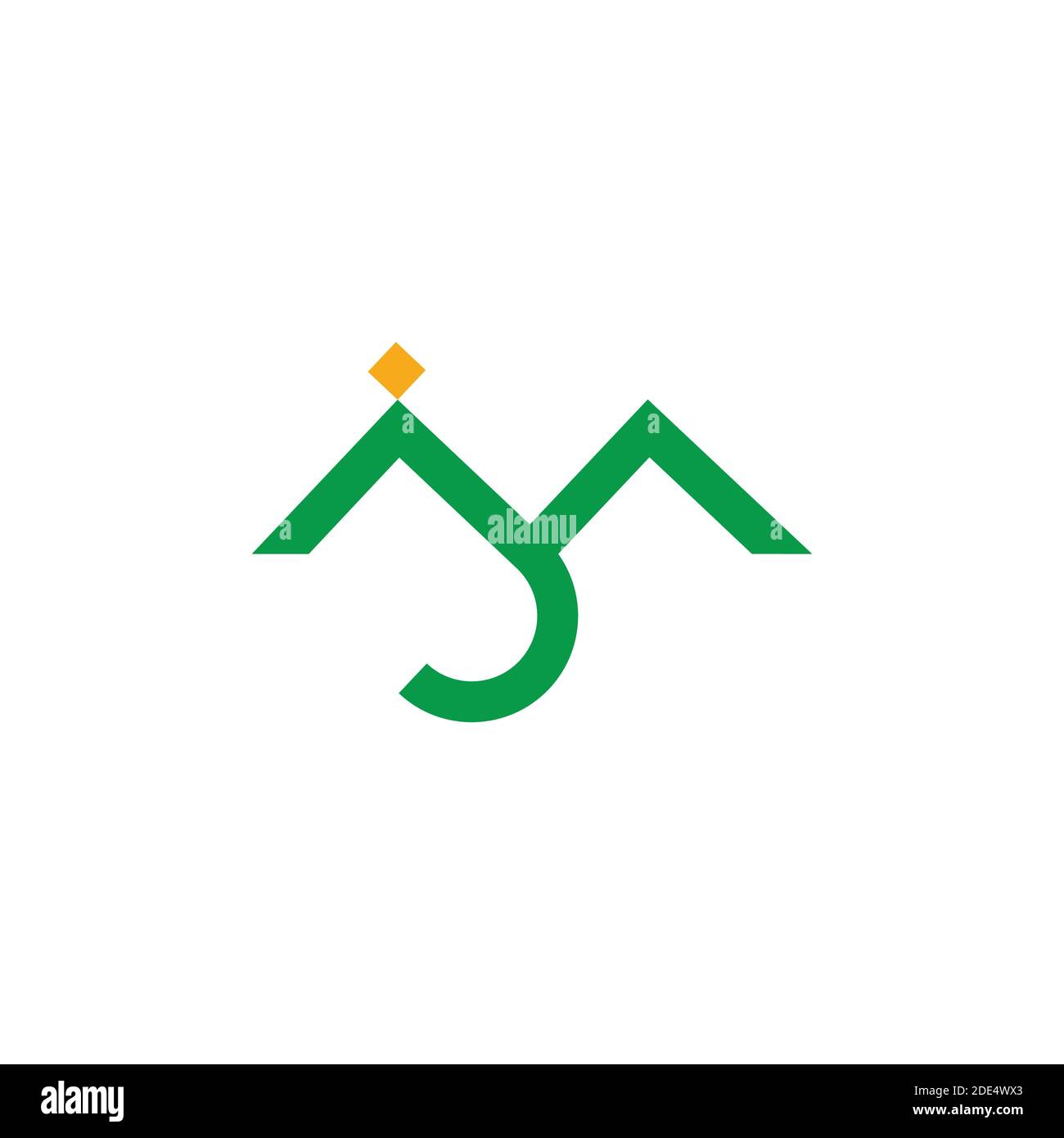 abstract letter jm green mountain geometric linear logo vector Stock Vector