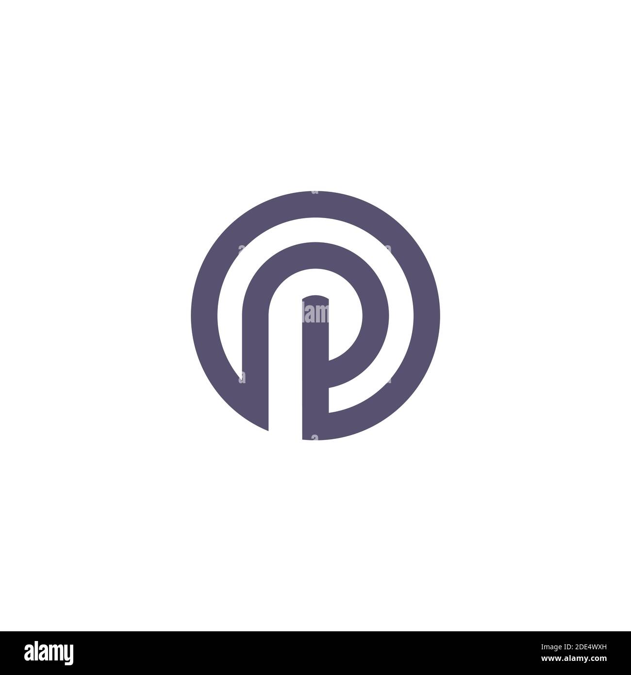 simple letter p stripe circle geometric logo vector Stock Vector
