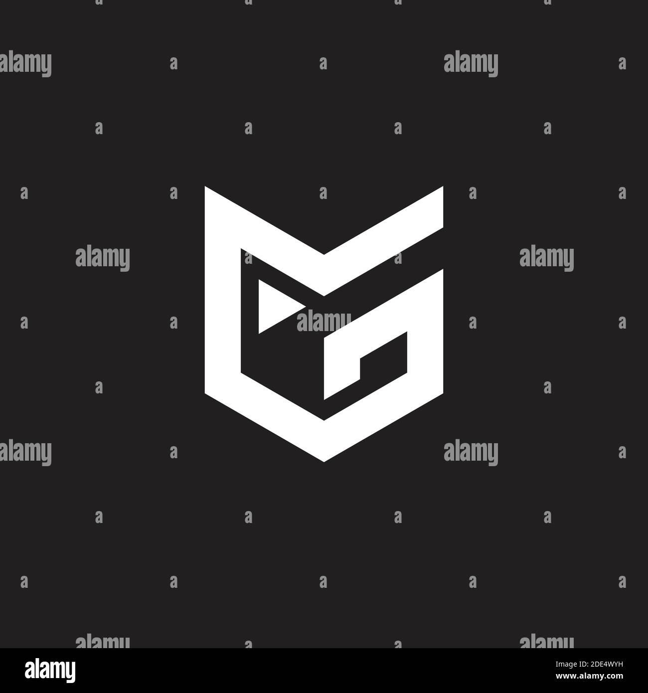 letter mg flat triangle geometry logo vector Stock Vector
