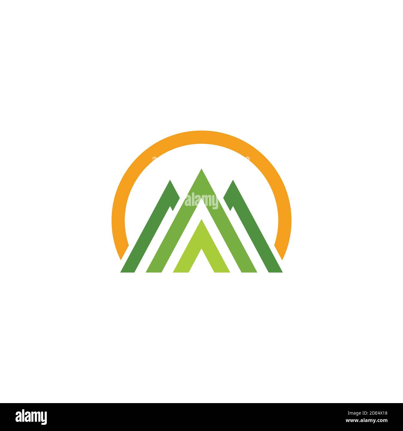 triangle mountain sun colorful line geometric logo vector Stock Vector