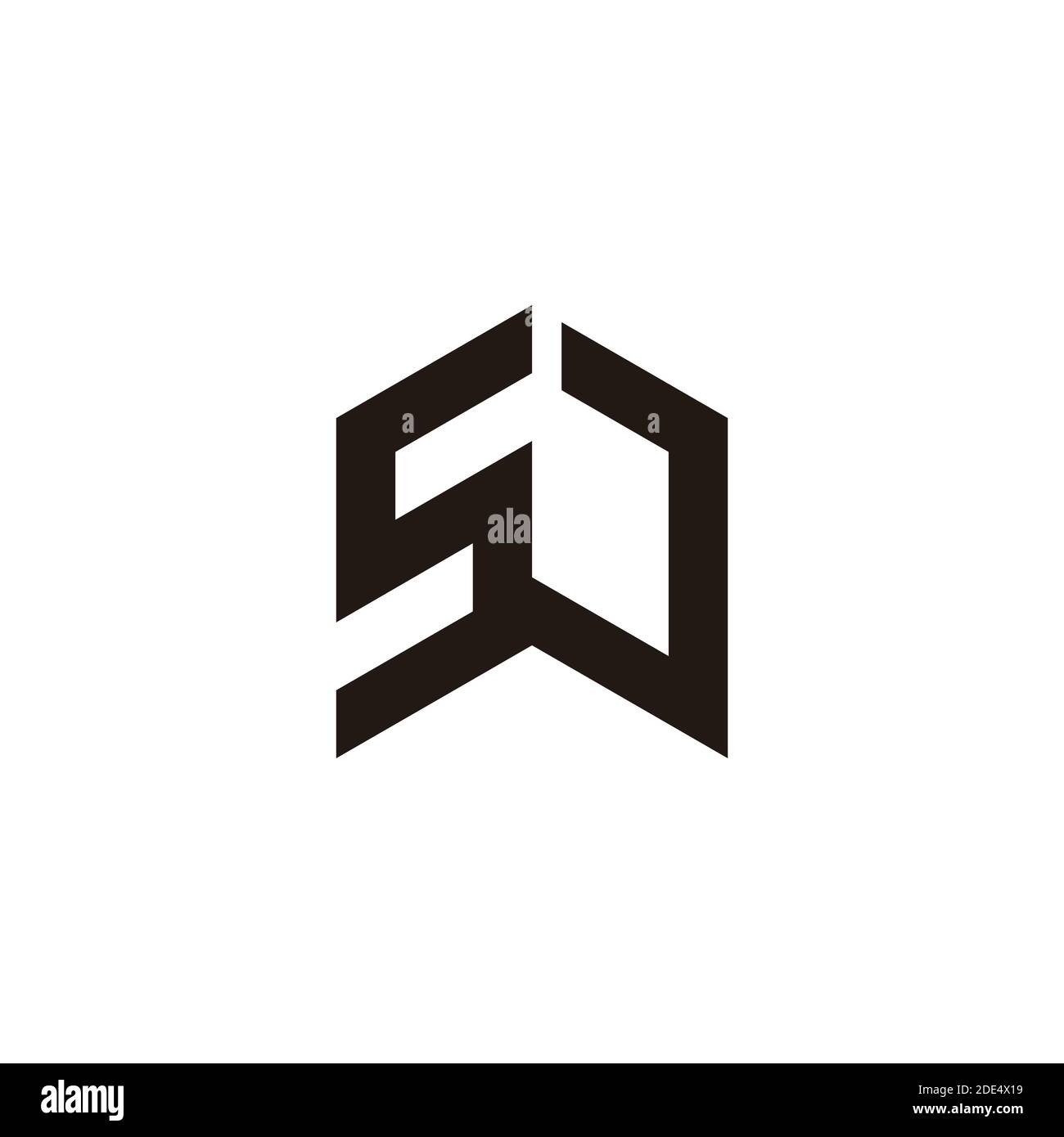 letter sj connected line geometric logo vector Stock Vector