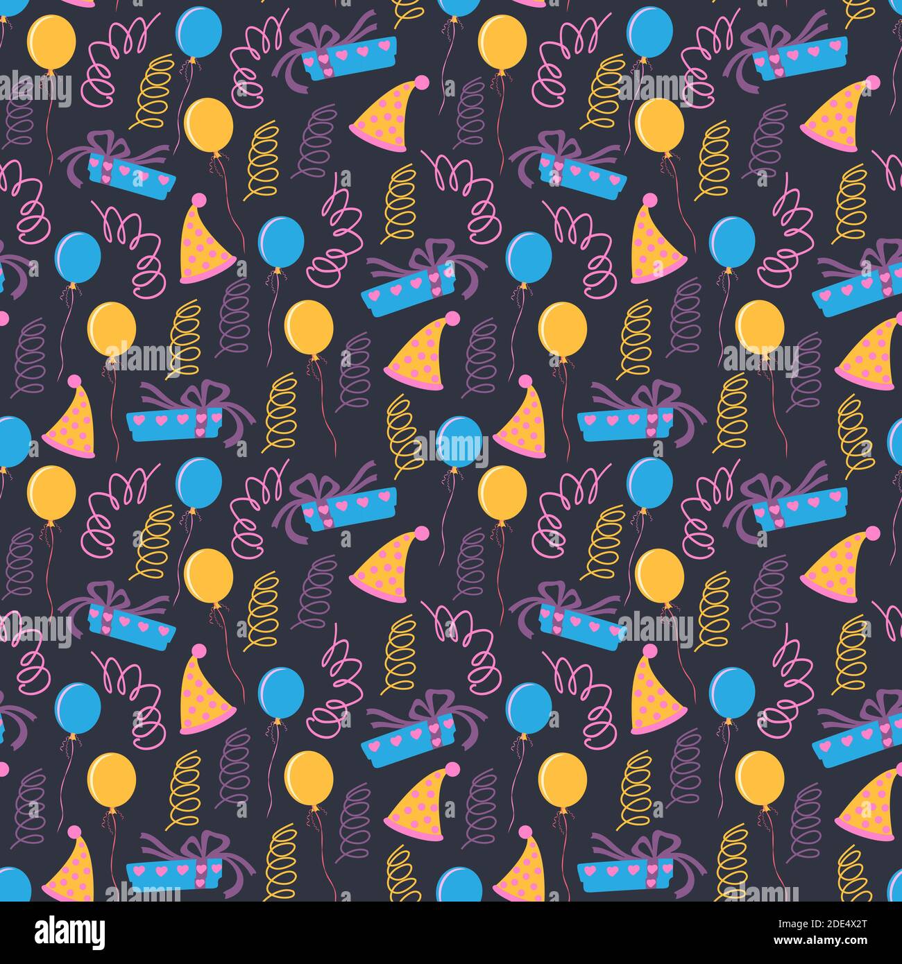 seamless pattern with balloon and ribbon in vector Stock Vector Image ...