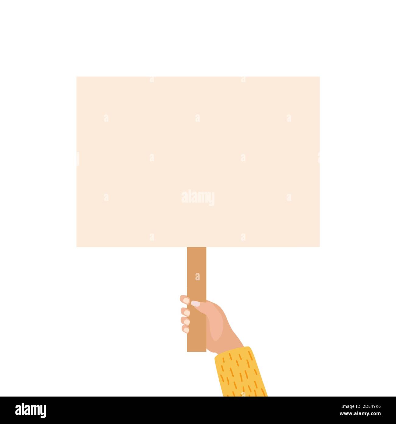 Hands holding blank placard isolated on white background. Vector ...