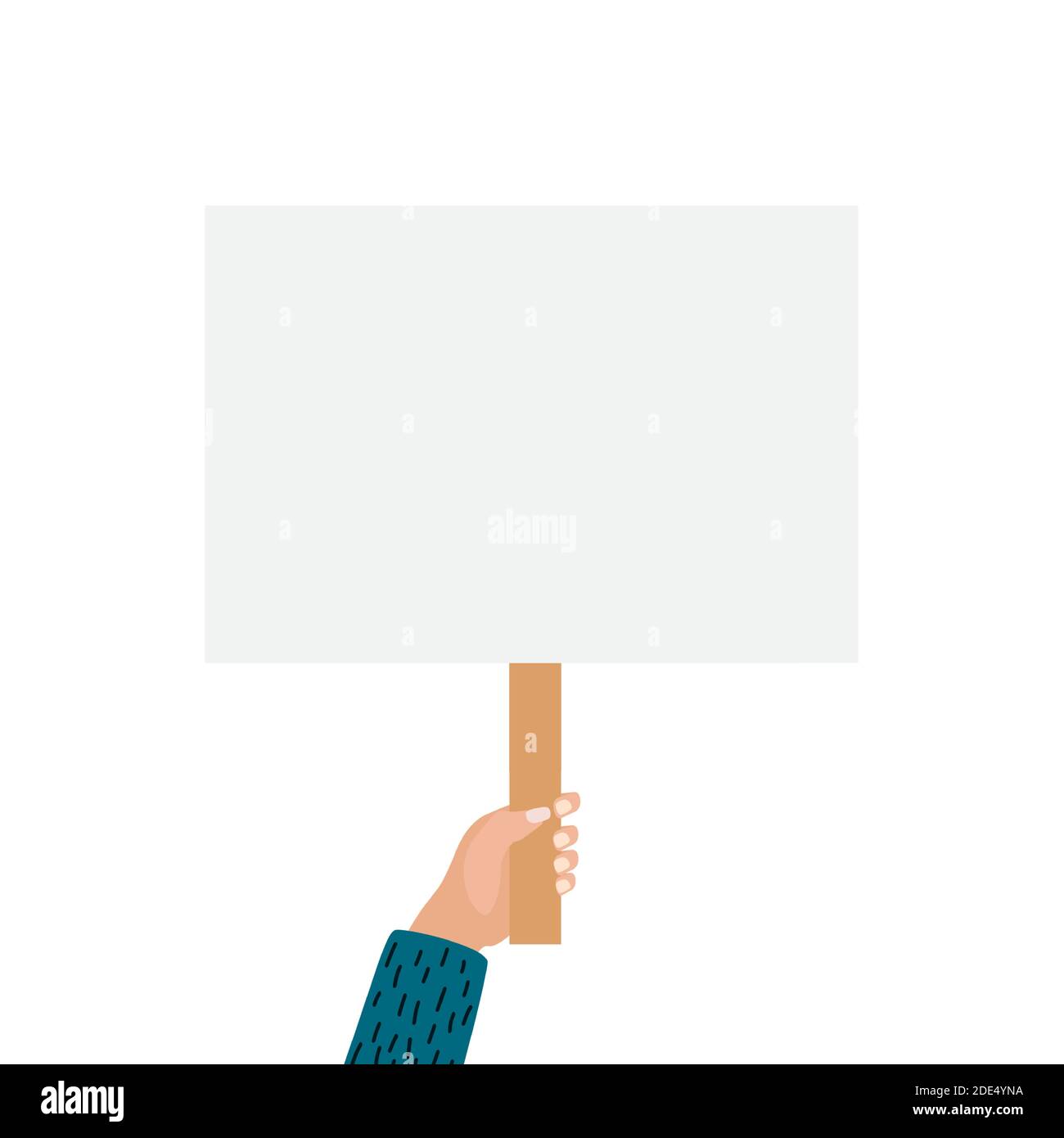 Hands holding blank placard isolated on white background. Vector ...