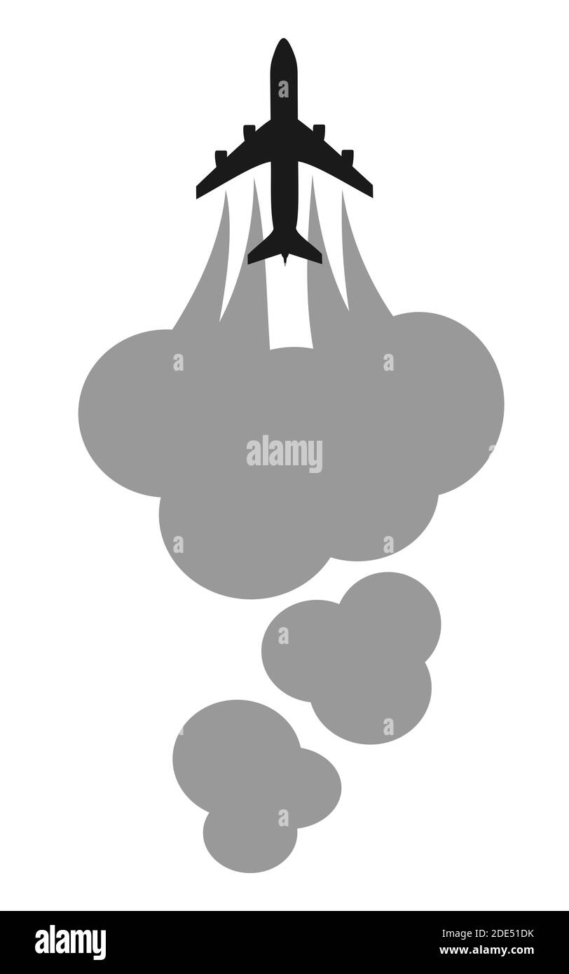 Negative transportation by plane airplane is producing dark fume and