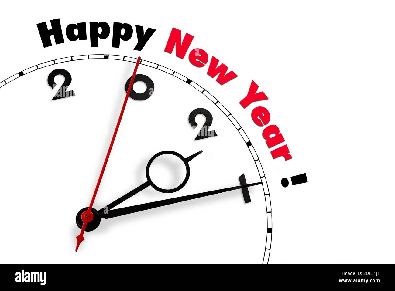 White clock with words Happy New Year 2021 Stock Photo