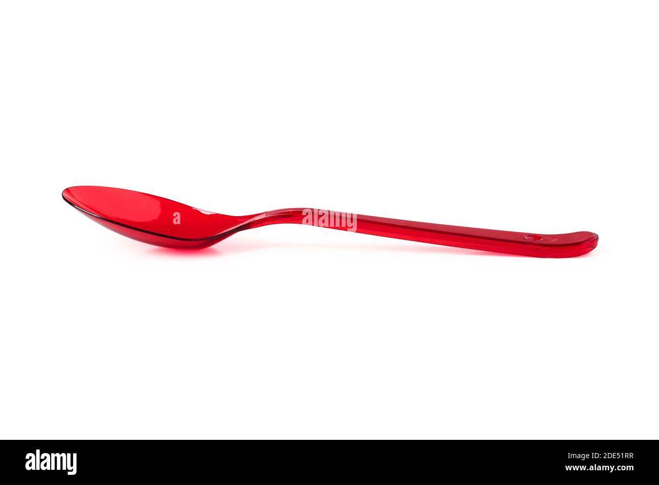 Red plastic disposable spoon close up isolated on white background Stock Photo Alamy