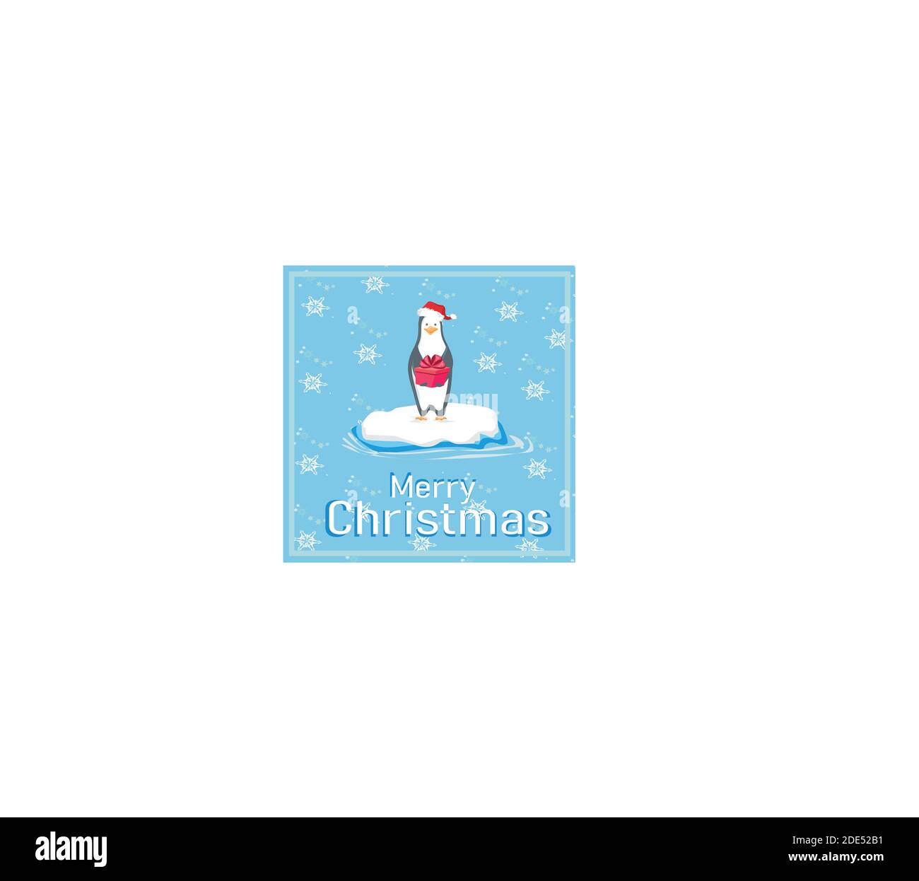 Penguin with Christmas gift - funny card Stock Vector