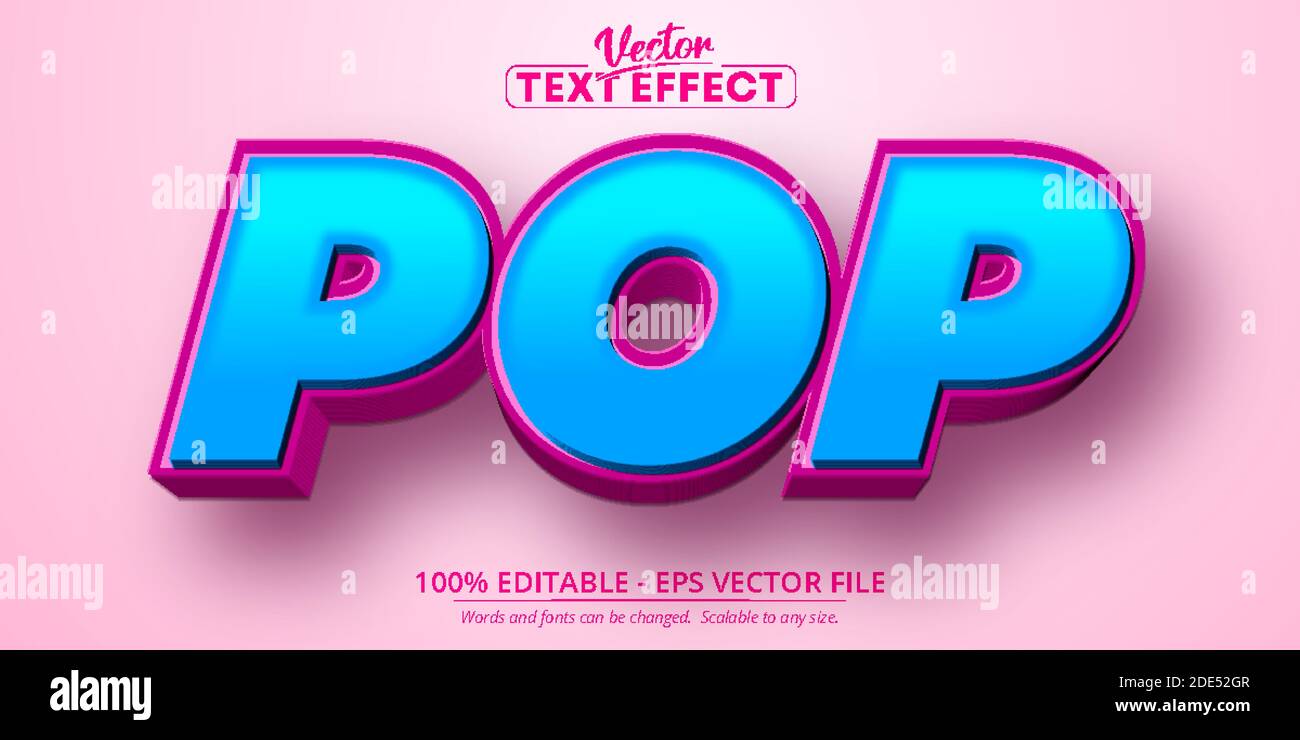 Pop text, cartoon style editable text effect Stock Vector