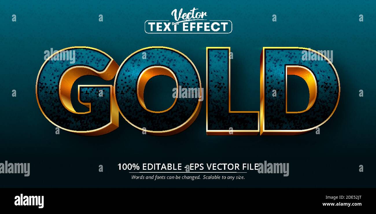 Gold text, shiny gold style editable text effect Stock Vector