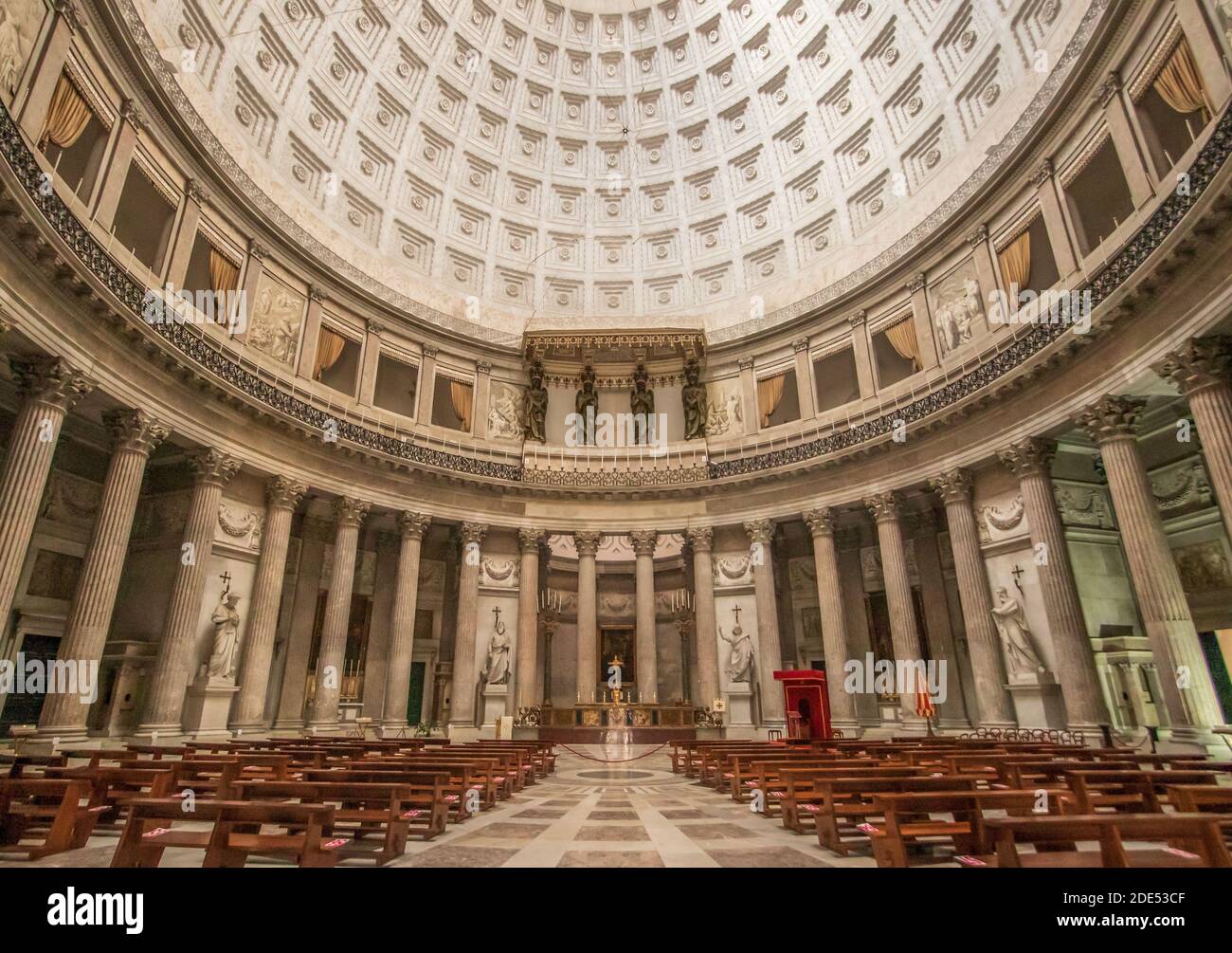 One of the main churches in Napoli, San Francesco di Paola was completed in 1816 under Bourbons rule. Here in particular it's interiors Stock Photo