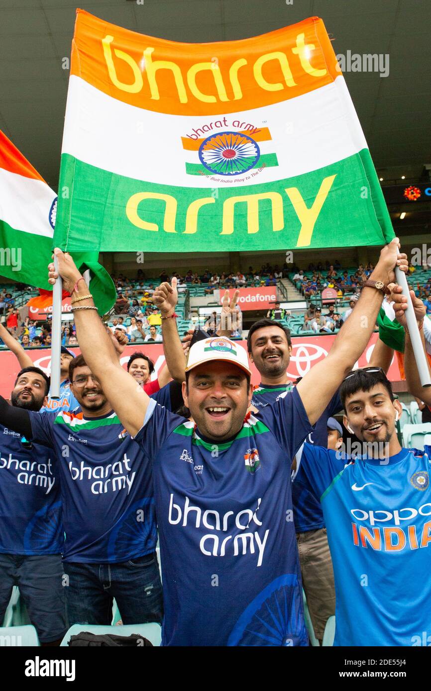 Sydney, Australia. 29th Nov, 2020. Indian fans during the Dettol 2nd ODI Series match between Australia and India at at Sydney Cricket Ground, Sydney, Australia on 29 November 2020. Photo by Peter Dovgan. Editorial use only, license required for commercial use. No use in betting, games or a single club/league/player publications. Credit: UK Sports Pics Ltd/Alamy Live News Stock Photo