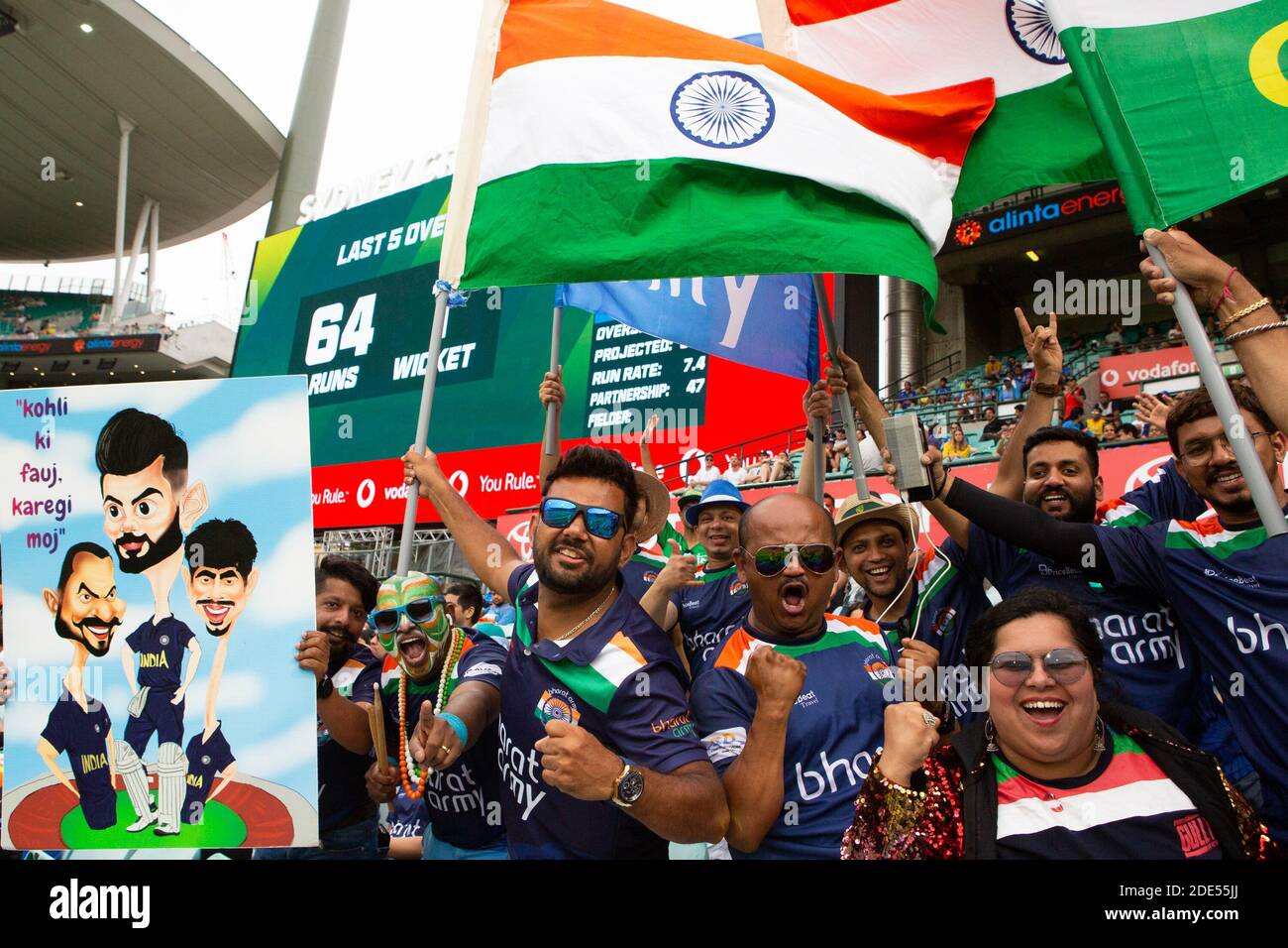 Sydney, Australia. 29th Nov, 2020. Indian fans during the Dettol 2nd ODI Series match between Australia and India at at Sydney Cricket Ground, Sydney, Australia on 29 November 2020. Photo by Peter Dovgan. Editorial use only, license required for commercial use. No use in betting, games or a single club/league/player publications. Credit: UK Sports Pics Ltd/Alamy Live News Stock Photo