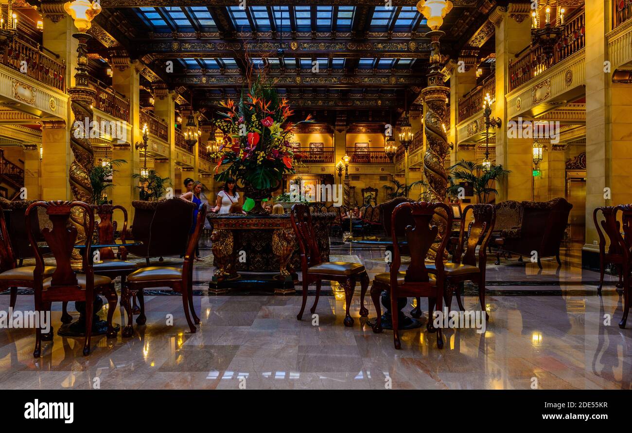 Spokane, WA, USA - August 1 2015: The historic Davenport hotel is truely timeless elegance. Inside is luxury and amazing. Stock Photo