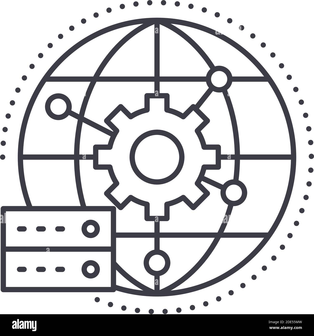 Global network icon, linear isolated illustration, thin line vector ...