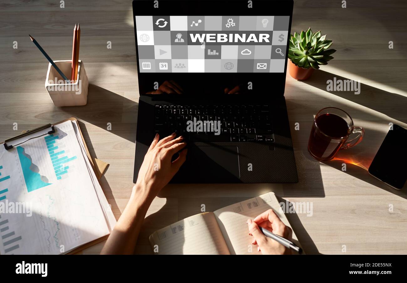 Webinar, E-learning, online education concept on screen Stock Photo - Alamy