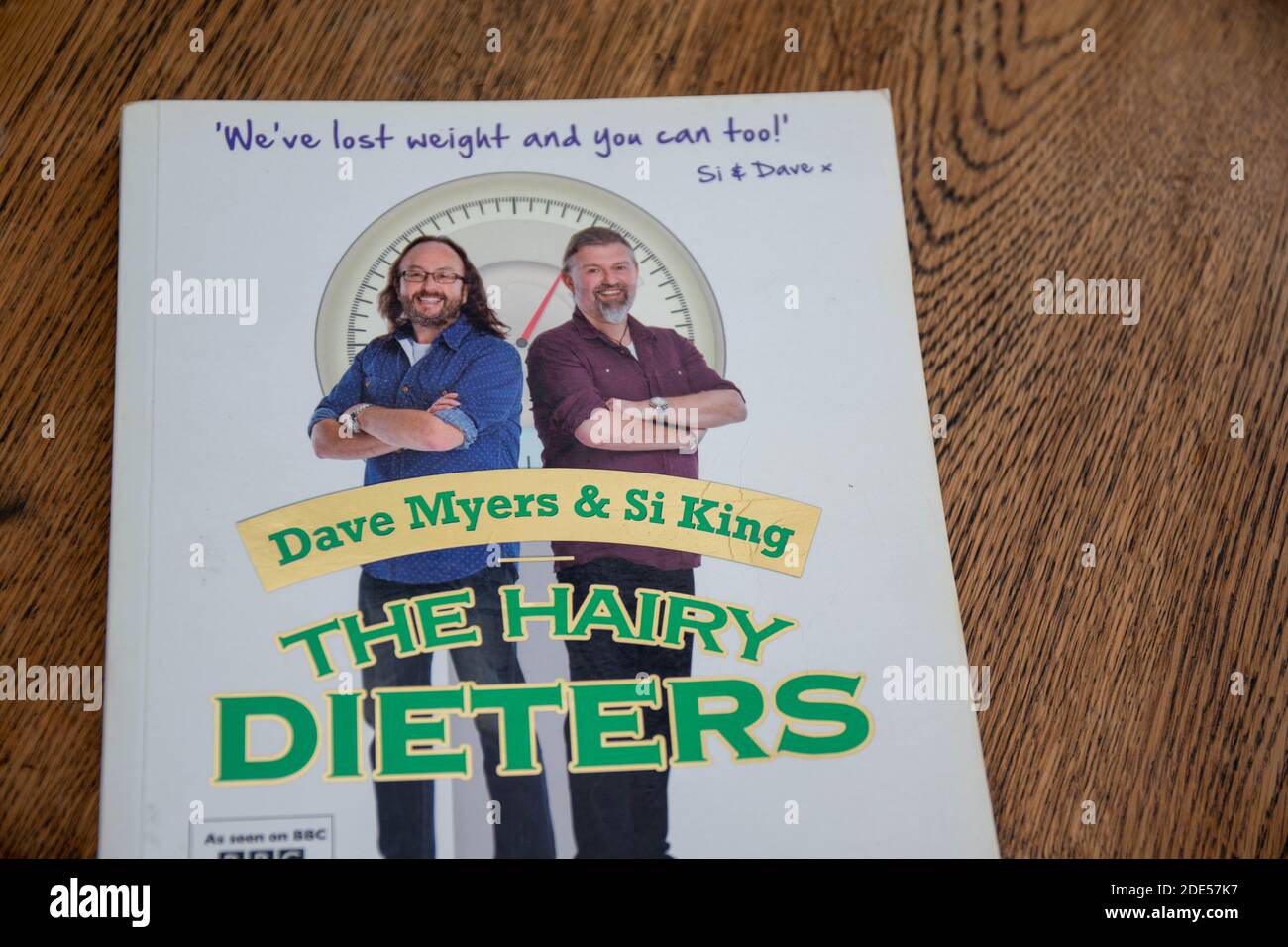 Durham, UK - 20 Nov 2020: Si King and David Myers Hairy Dieters celebrity cook book by the Hairy Bikers. Celeb chefs teach how to cook real food but s Stock Photo