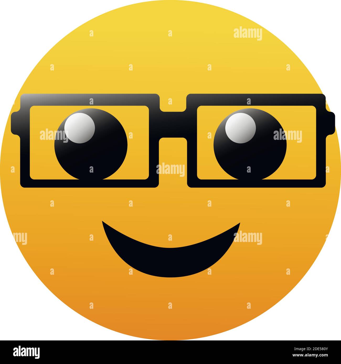 Cute smiling emoticon wearing eyeglasses, emoji, smiley vector