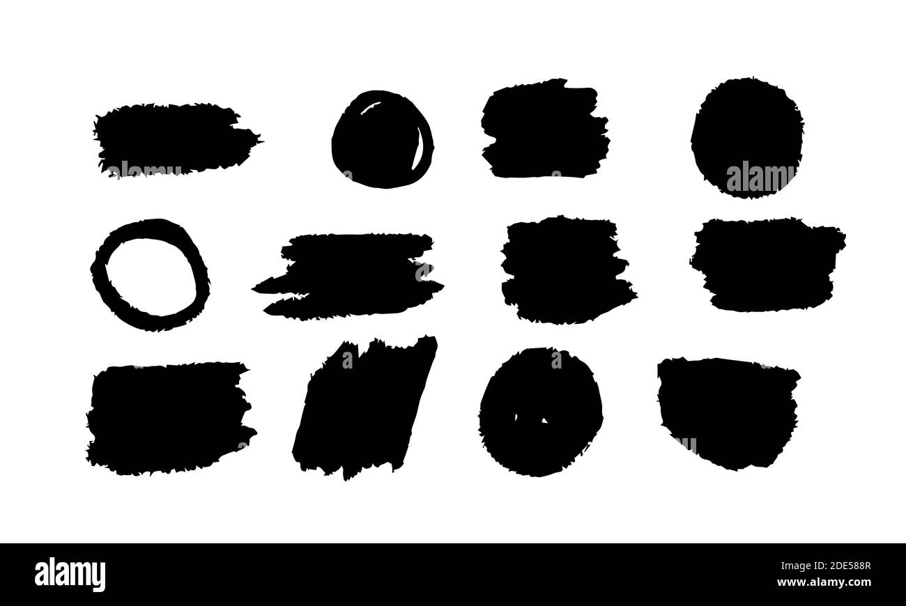 Set of black color grunge frames for form decorative elements. Brush ...