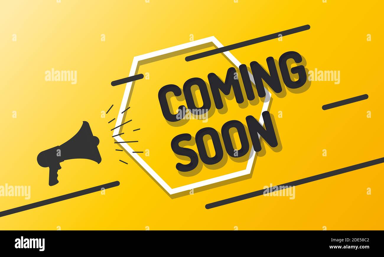 Banner Coming Soon with megaphone creative background with lines ...