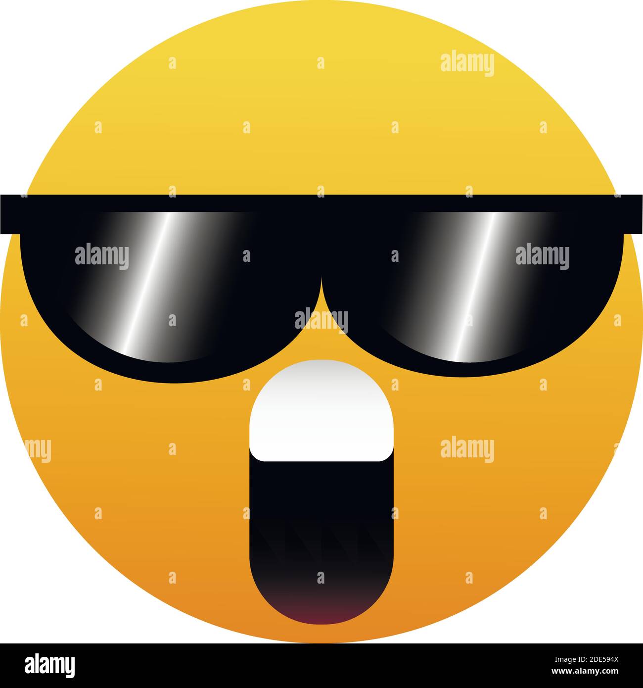 Emoticon with Sun Glasses. Surprised smile icon. Stock Vector