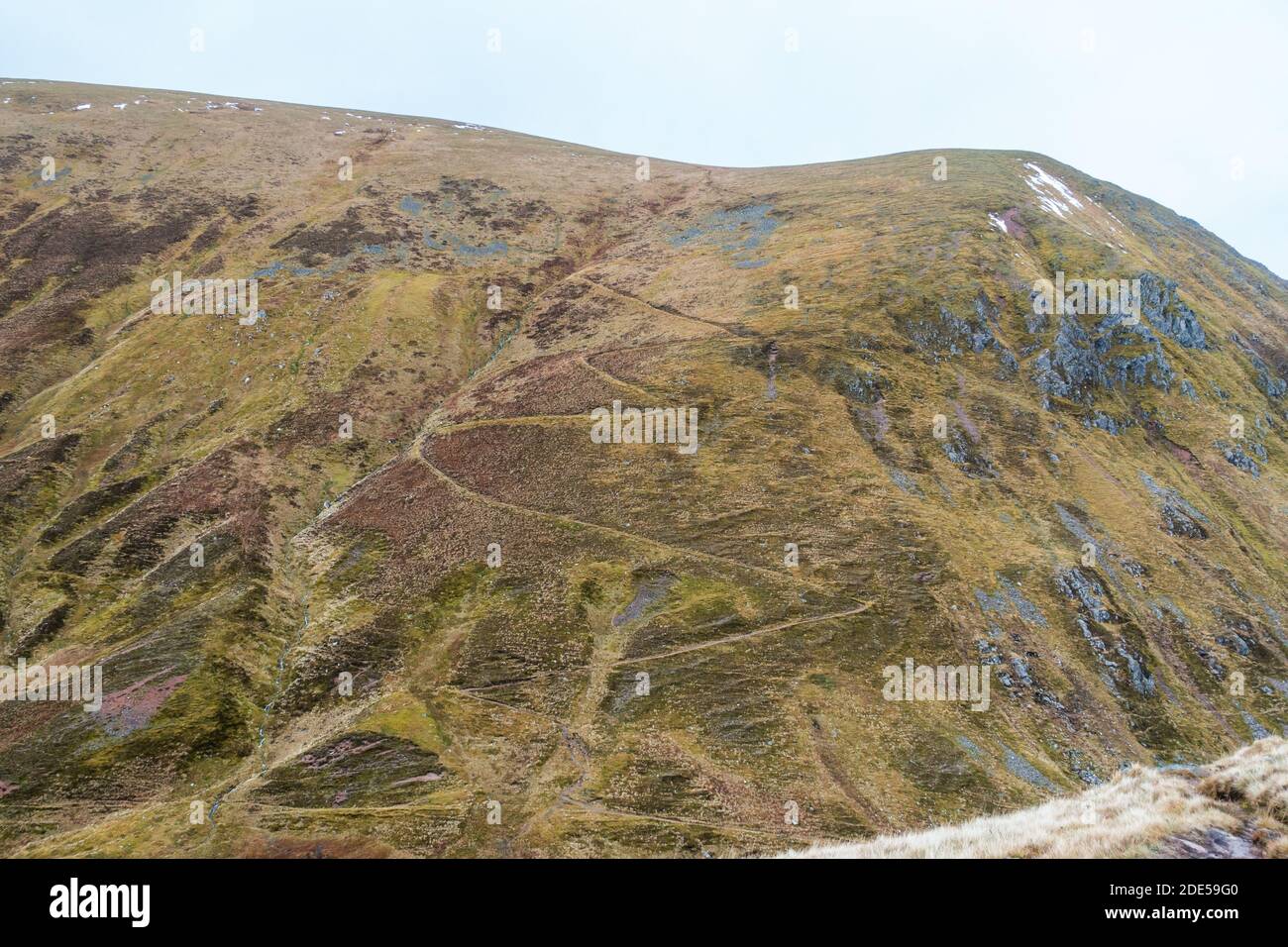 Winding old drovers path up to the Loch Lochy Munro of Sron a' Choire Ghairbh near Kilfinnan, Highland, Scotland, UK Stock Photo