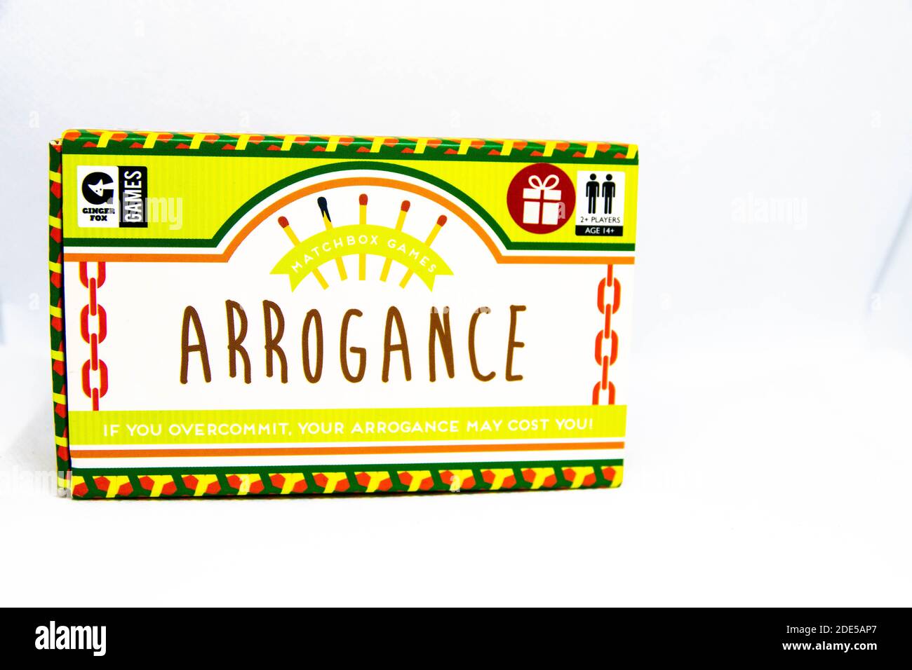 Durham, UK - 30 April 2020: Arrogance is a fun game by Ginger Fox Games whereby players guess how much they know about a subject without knowing what Stock Photo