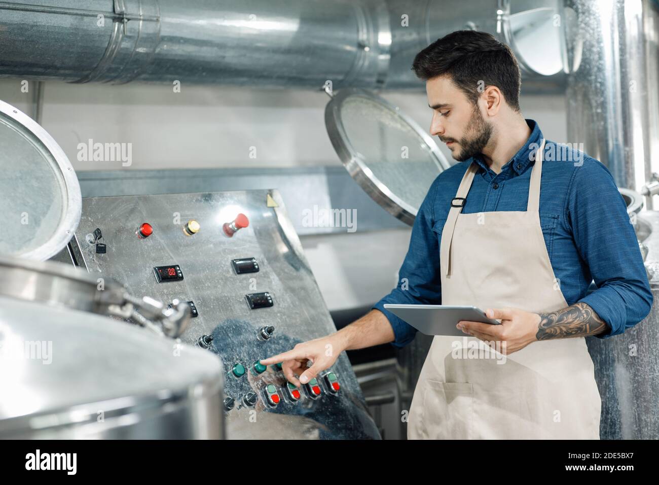 Inspection management control, production and bottling finish product Stock Photo