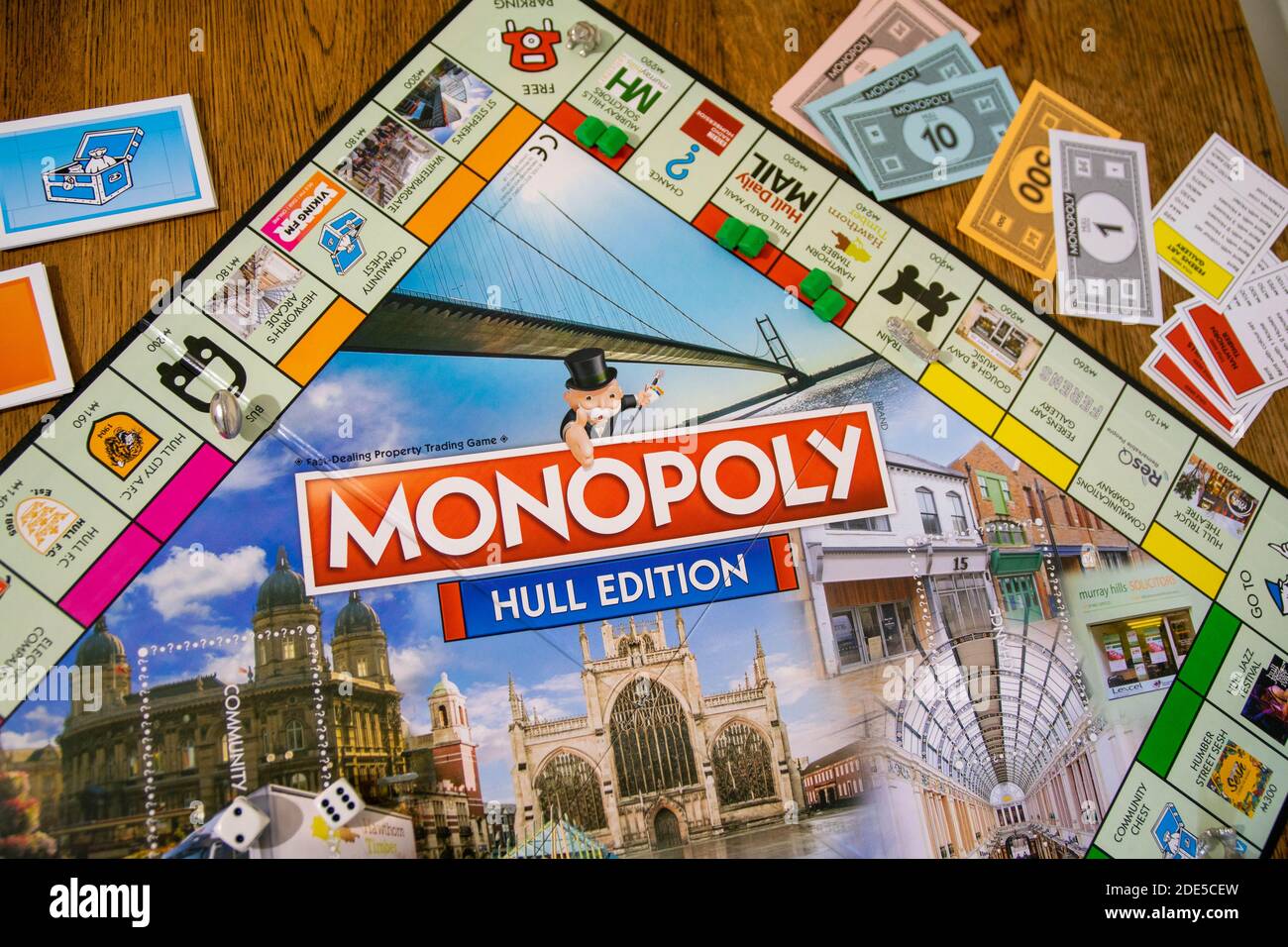 Hull, UK 5 April 2020 Hull edition of Monopoly, the classic fast