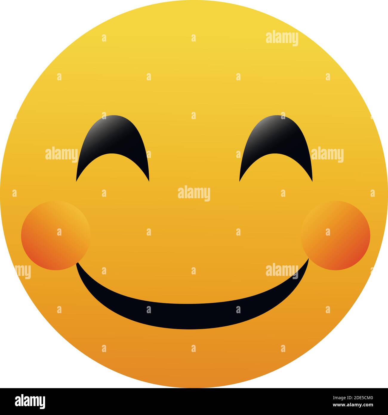 Happy smiley with pink cheeks. Cartoon Isolated vector illustration on