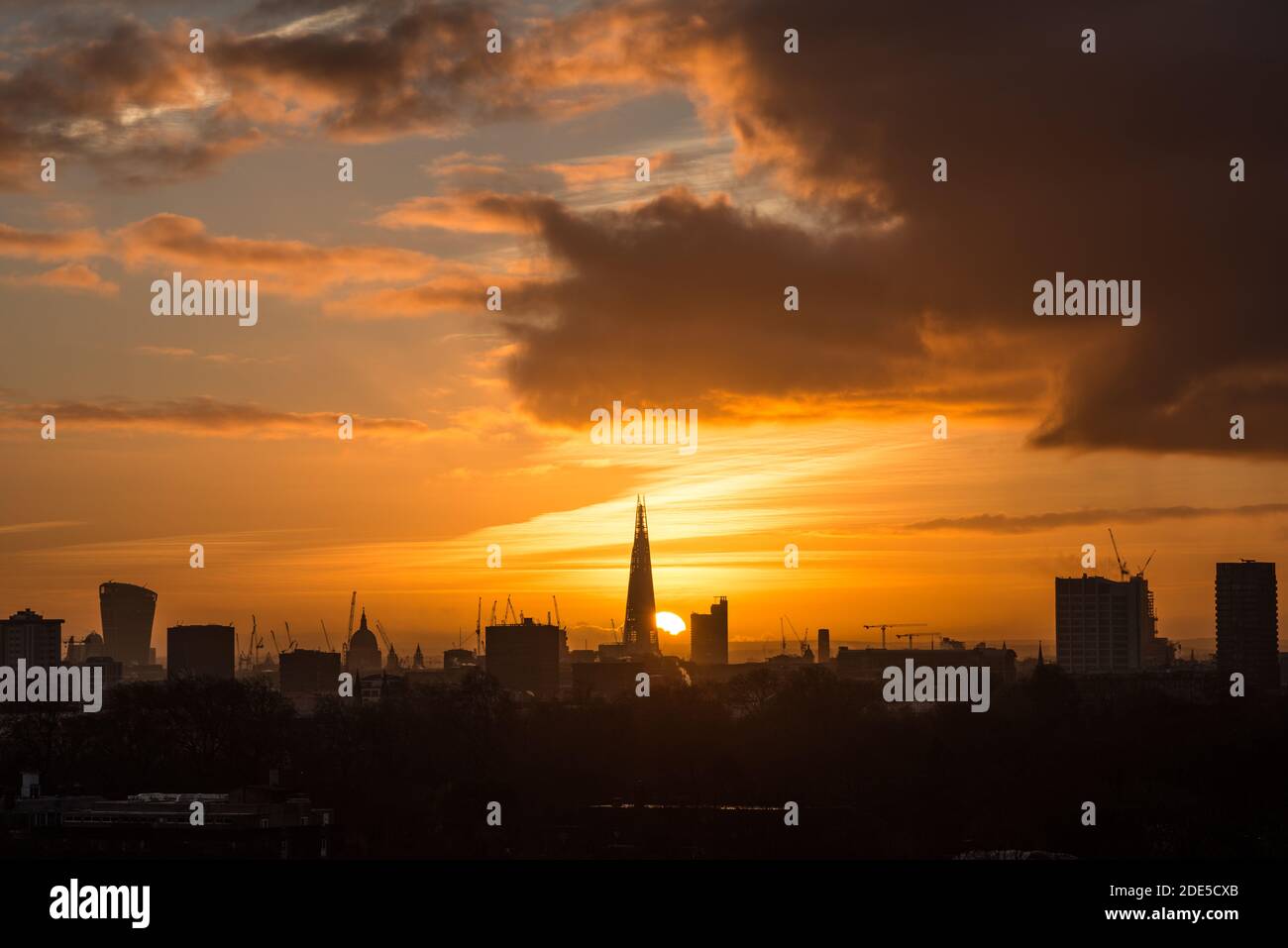 Sunrise over the city of London, England Stock Photo