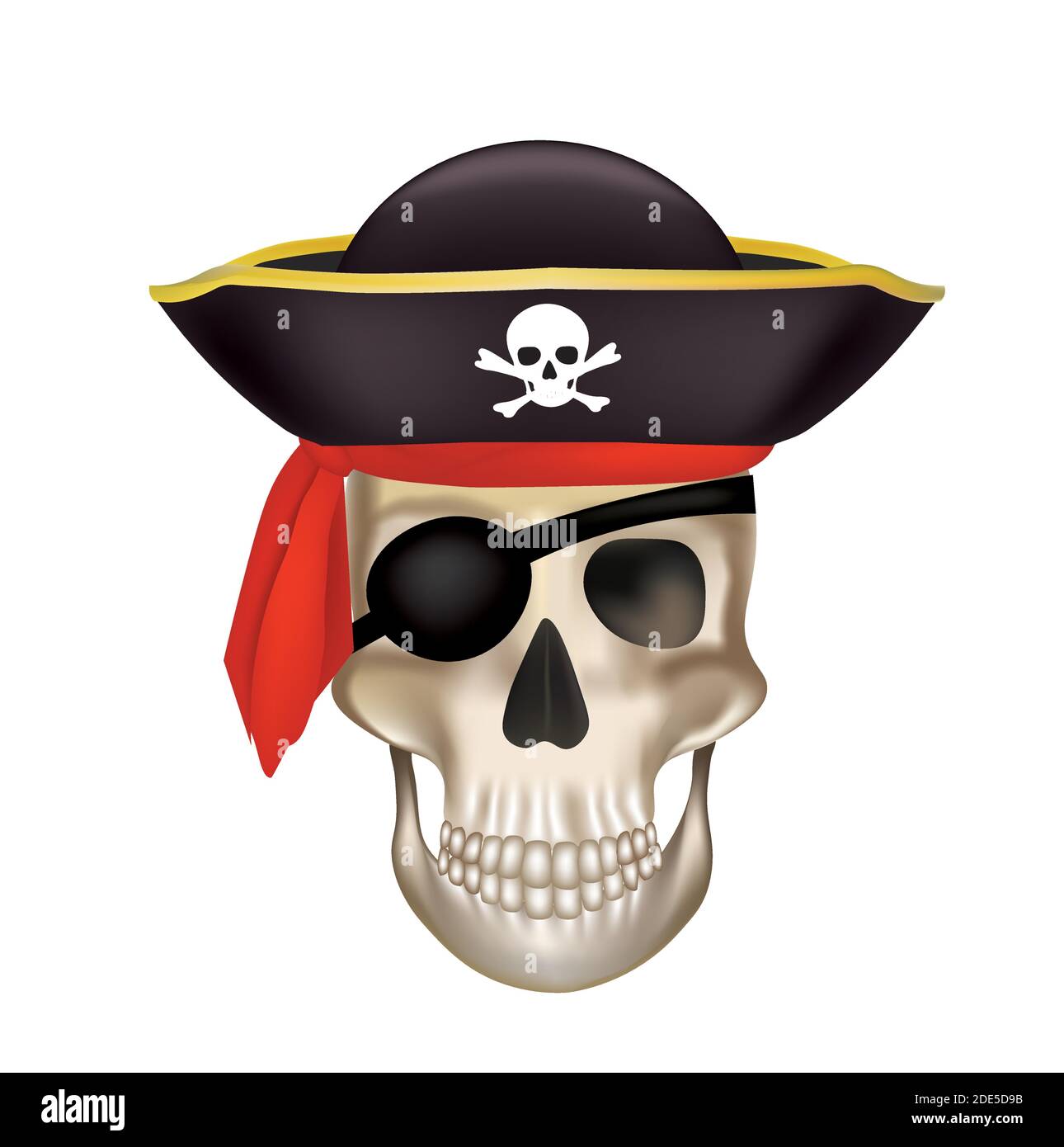 Pirate skull with black hat. vector Stock Vector