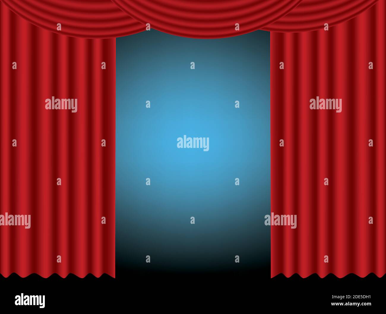 Stage with red curtain, vector illustration Stock Vector